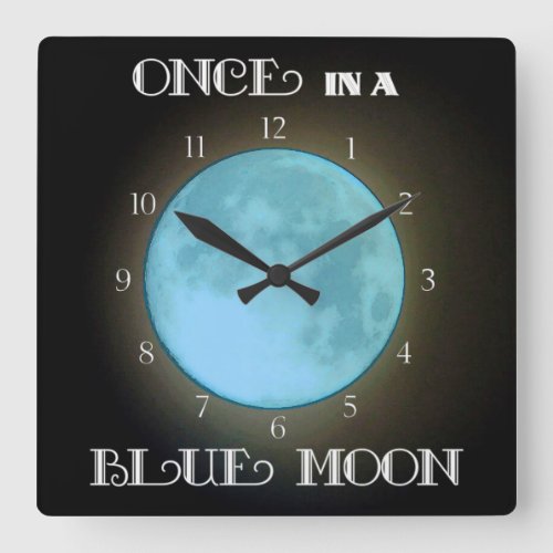 Once in a Blue Moon Square Wall Clock