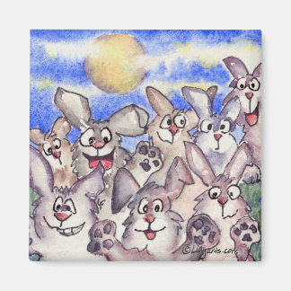Once in a Bunny Moon Cartoon Rabbit Magnet