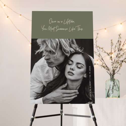 Once In A Lifetime Sage Green Photo Wedding Sign