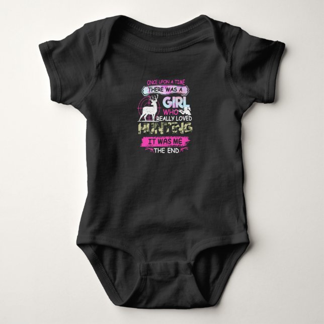 Once Up Time Girl Loved Hunting Hunter Gift Baby Bodysuit (Front)