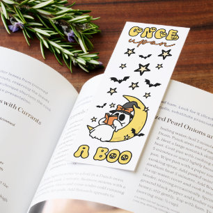Once Upon a Boo Cute Ghost on Moon Halloween Bookmarks