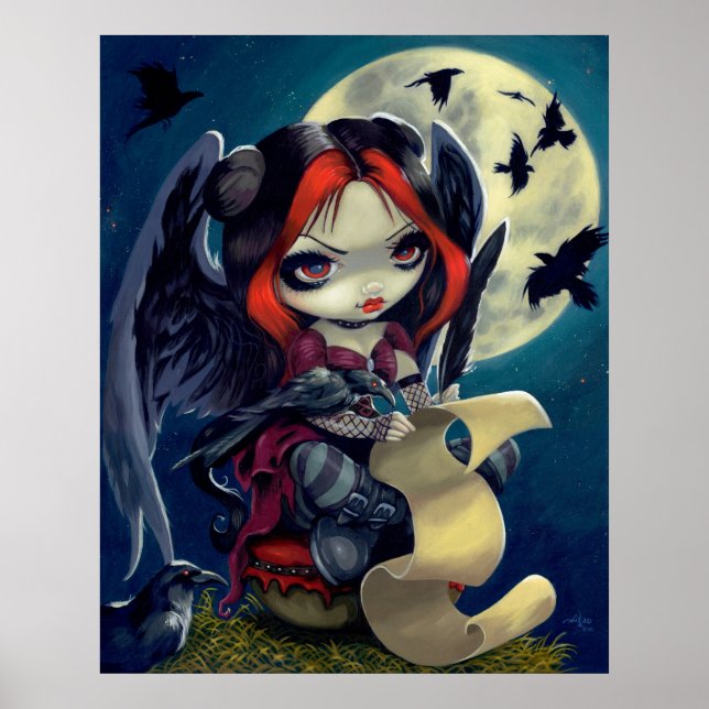 Once Upon a Midnight Dreary ART PRINT gothic fairy (Front)