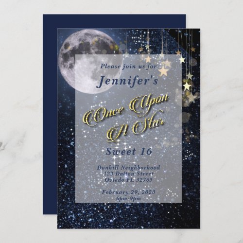 Once Upon A Star Sweet Sixteen Invitation