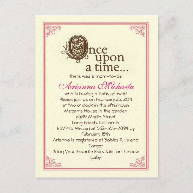 Once upon a time... Baby Shower Invitation (Front)