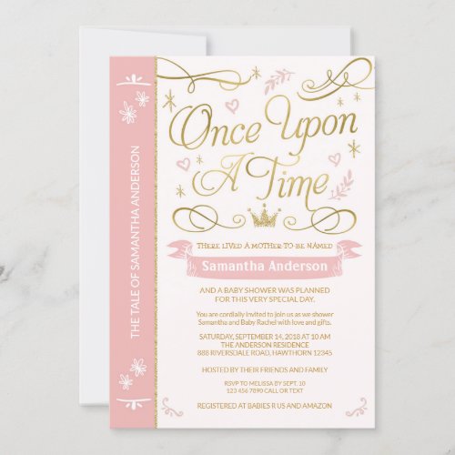Once Upon A Time Baby Shower Princess Baby Shower Invitation
