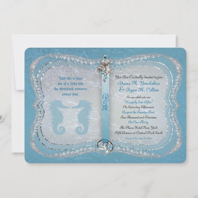 Once Upon A Time Beach Wedding Invitation (Back)