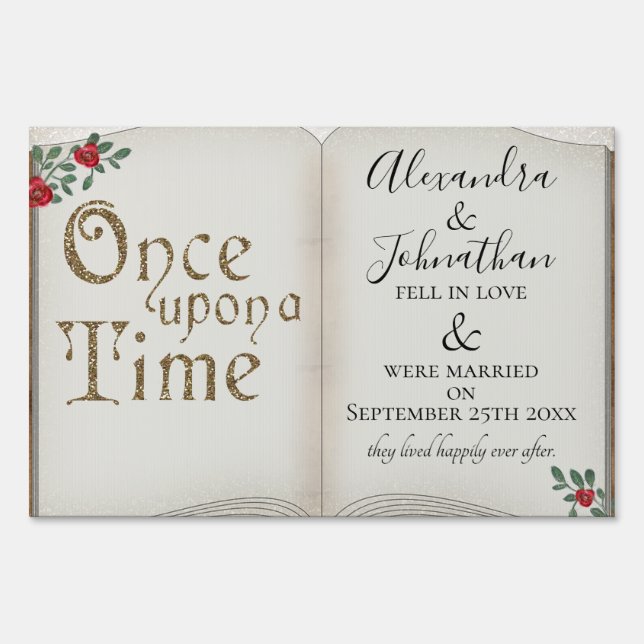 Once Upon a Time Book Fairy Tale Wedding Sign (Front)