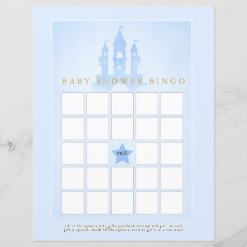 Once Upon A Time Castle Baby Shower Bingo