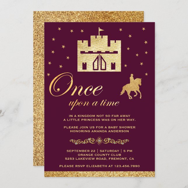 Once Upon a Time Castle Storybook Baby Shower Invitation (Front/Back)