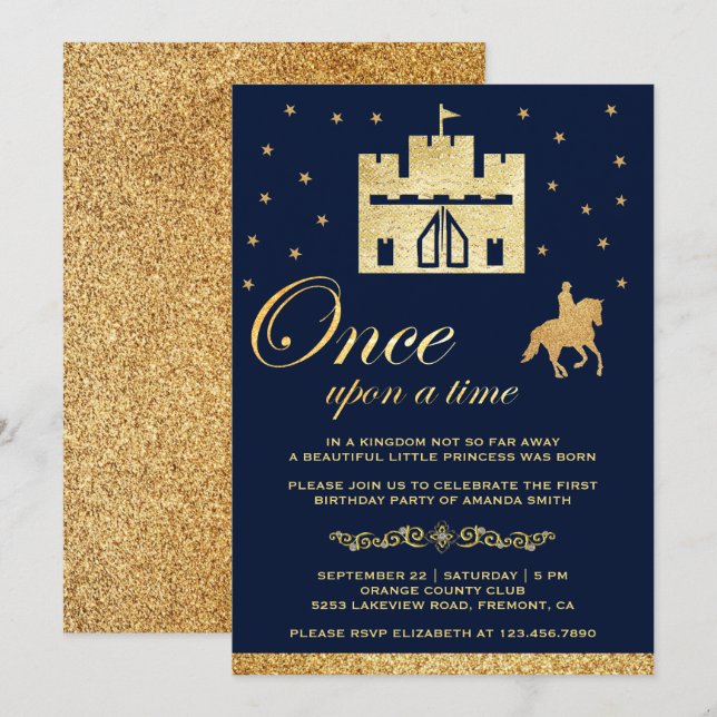 Once Upon a Time Castle Storybook Birthday Party Invitation (Front/Back)