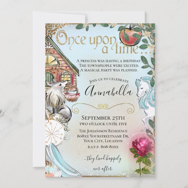 Once Upon a Time Colorful Fairy Tale Invitation (Front)