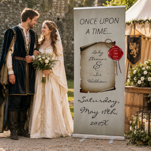 Once Upon A Time Dark Romantic Scroll Wax Seal Retractable Banner