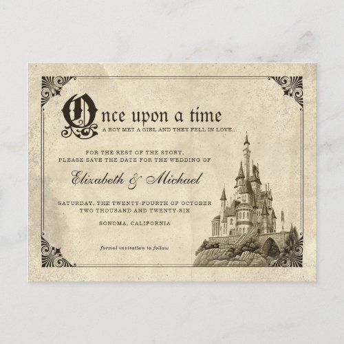 Once Upon a Time  Fairy Tale Castle Save the Date Postcard