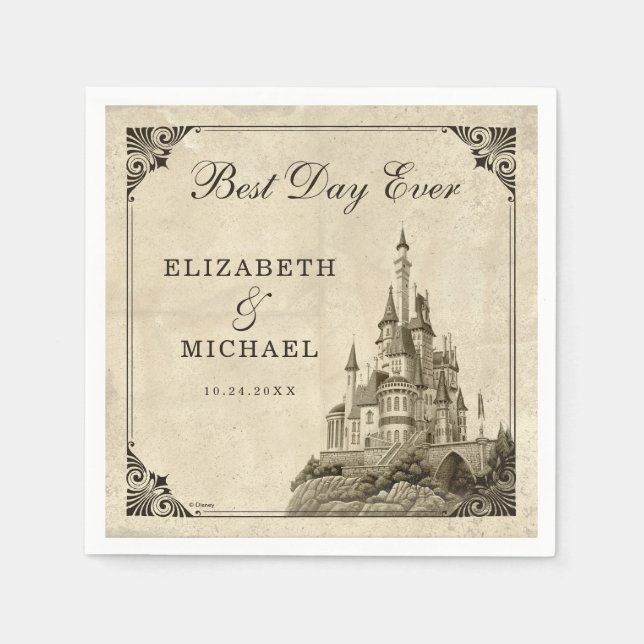 Once Upon a Time Fairy Tale Castle Wedding Napkins (Front)