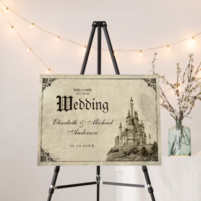 Once Upon a Time Fairy Tale Castle Wedding Welcome Foam Board (In Situ (Stand))