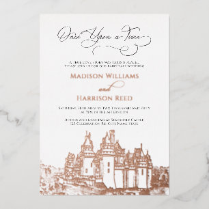Once Upon A Time Fairy Tale Wedding Rose Gold Foil Invitation