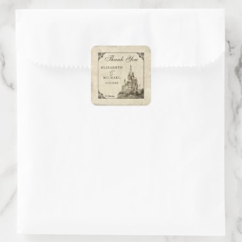 Once Upon a Time Fairy Tale Wedding Thank You Square Sticker