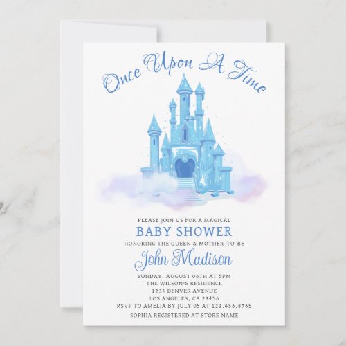 Once Upon A Time Fairytale Baby Boy Shower Castle Invitation