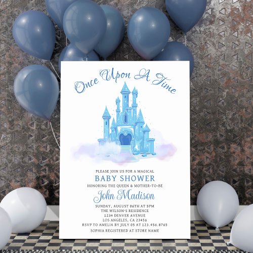 Once Upon A Time Fairytale Baby Boy Shower Castle Invitation