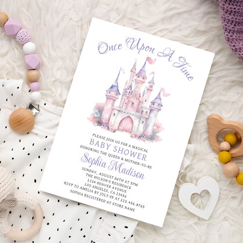 Once Upon A Time Fairytale Baby Girl Shower Castle Invitation
