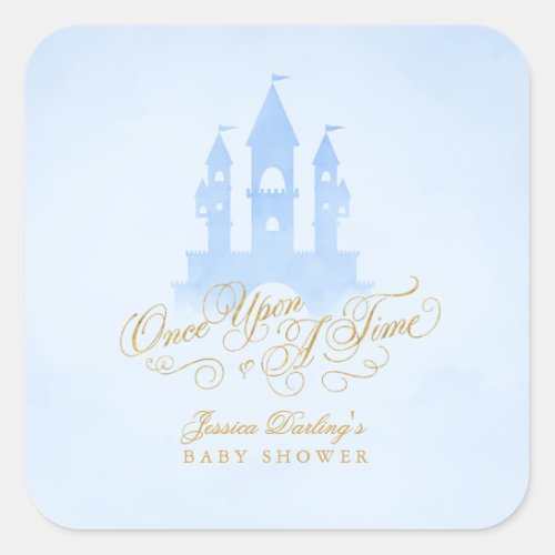 Once Upon A Time Fairytale Castle Boy Baby Shower Square Sticker