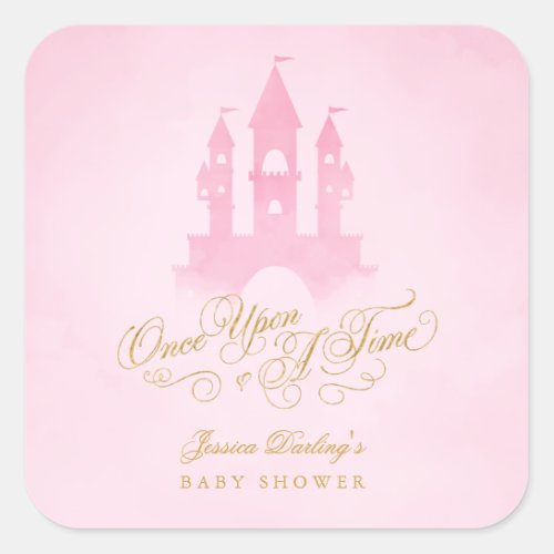 Once Upon A Time Fairytale Castle Girl Baby Shower Square Sticker