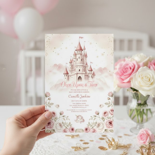 Once Upon a Time Fairytale Castle Princess floral Invitation (Creator Uploaded)