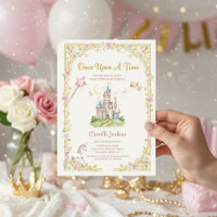once upon a time fairytale frame gold baby shower