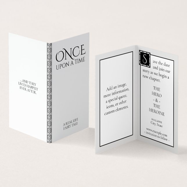 Once Upon a Time Fairytale Save the Date Card (Inside and Outside)