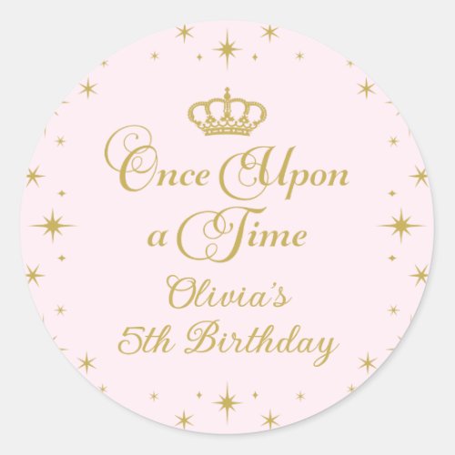 Once Upon a Time Gold Princess Birthday Classic Round Sticker