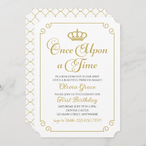 Once Upon a Time Gold Princess Birthday Invitation