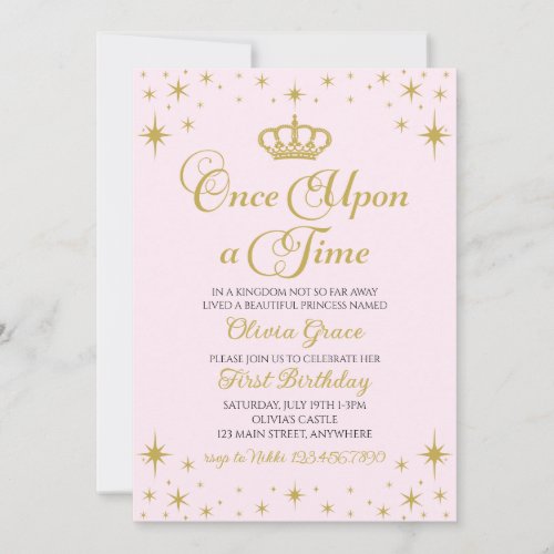 Once Upon a Time Gold Princess Birthday Invitation