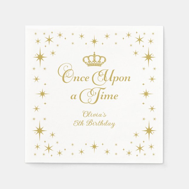 Once Upon a Time Gold Princess Birthday Napkins (Front)
