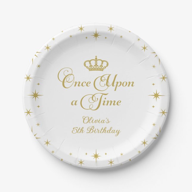 Once Upon a Time Gold Princess Birthday Paper Plat Plates (Front)