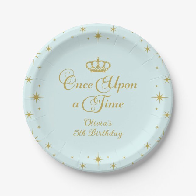 Once Upon a Time Gold Princess Birthday Paper Plates (Front)