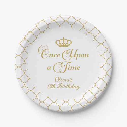 Once Upon a Time Gold Princess Birthday Paper Plates