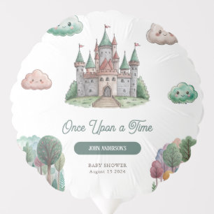 Once Upon a Time Green Castle Pastel Baby Shower Balloon