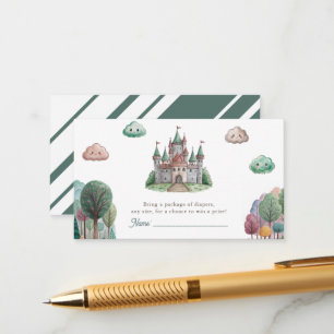 Once Upon a Time Green Castle Pastel Baby Shower Enclosure Card