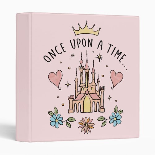 Once Upon A Time Hand Drawn Princess Castle 3 Ring Binder