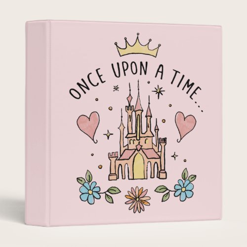 "Once Upon A Time" Hand Drawn Princess Castle 3 Ring Binder
