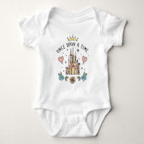 "Once Upon A Time" Hand Drawn Princess Castle Baby Bodysuit