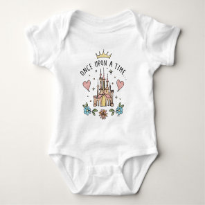 "Once Upon A Time" Hand Drawn Princess Castle Baby Bodysuit