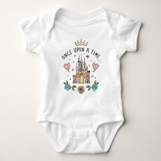 "Once Upon A Time" Hand Drawn Princess Castle Baby Bodysuit