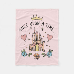 "Once Upon A Time" Hand Drawn Princess Castle Fleece Blanket