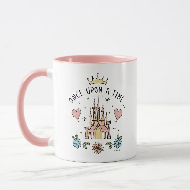 "Once Upon A Time" Hand Drawn Princess Castle Mug (Left)