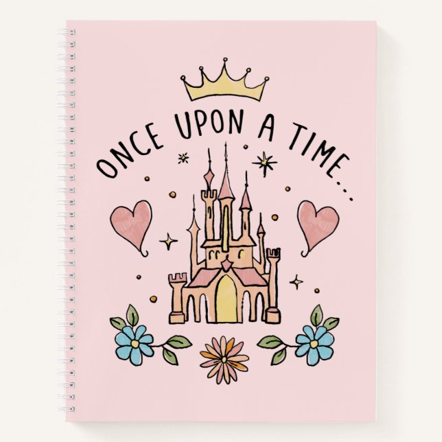 "Once Upon A Time" Hand Drawn Princess Castle Notebook (Front)
