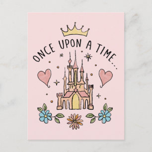 "Once Upon A Time" Hand Drawn Princess Castle Postcard