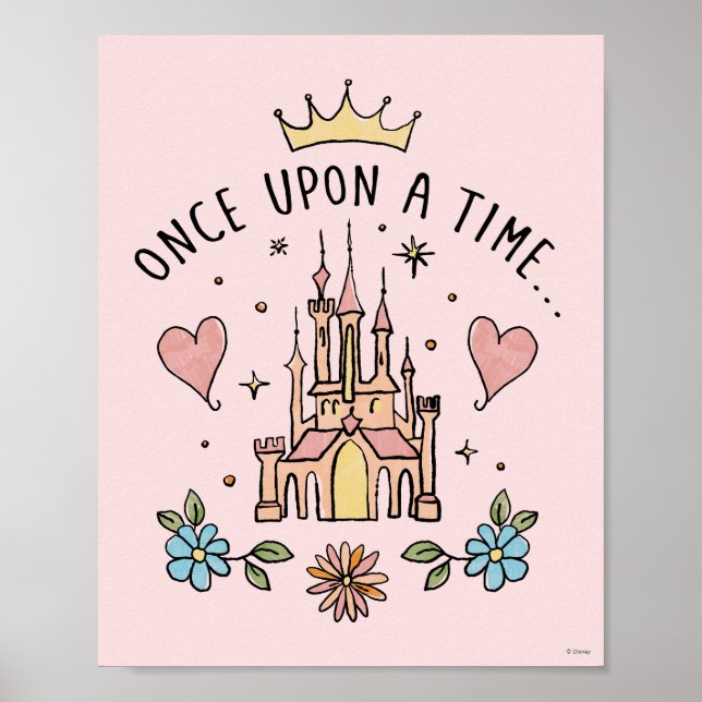 "Once Upon A Time" Hand Drawn Princess Castle Poster (Front)