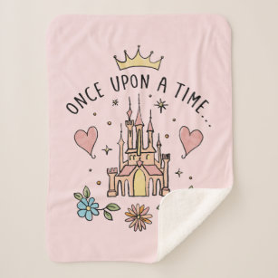 "Once Upon A Time" Hand Drawn Princess Castle Sherpa Blanket