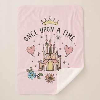 "Once Upon A Time" Hand Drawn Princess Castle Sherpa Blanket